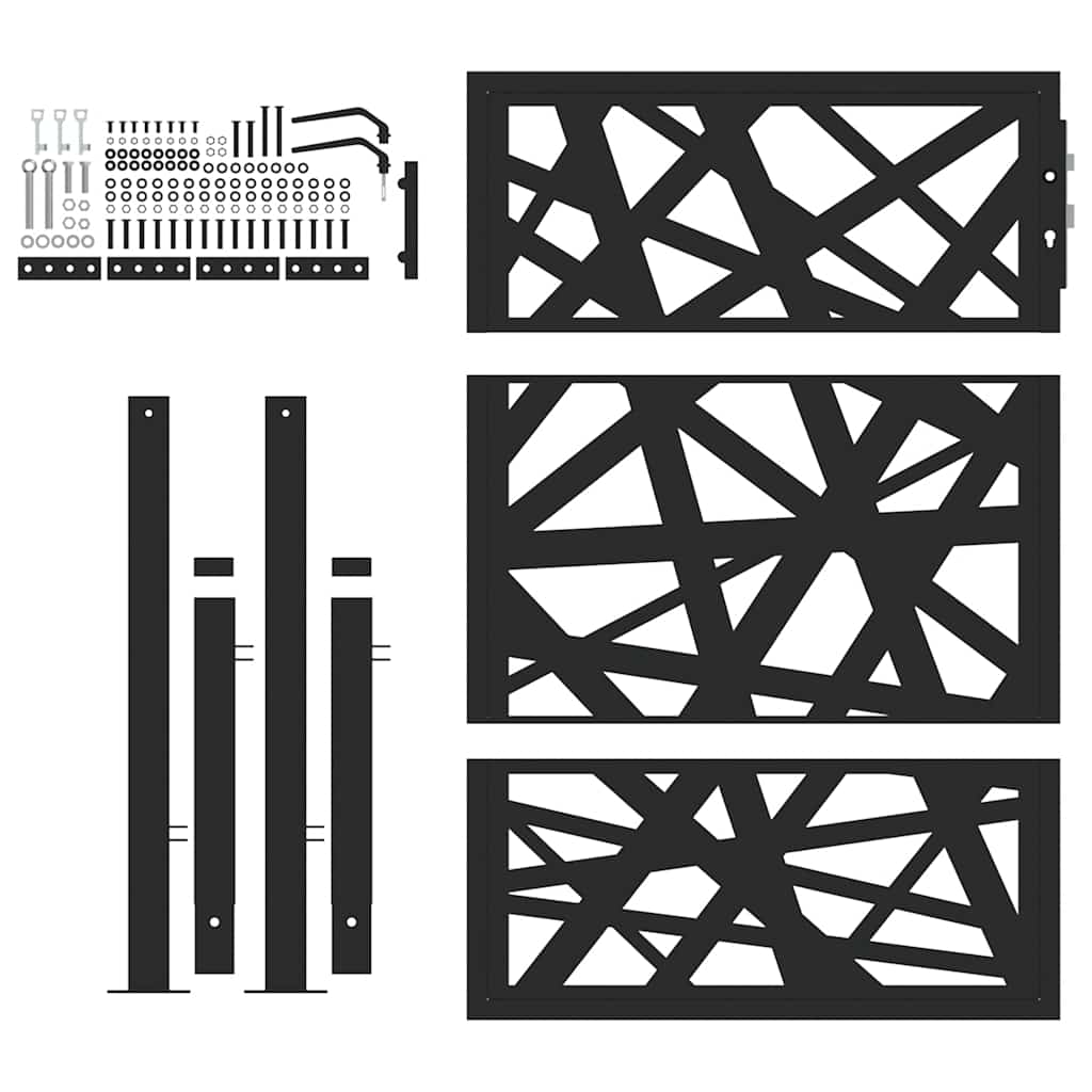 Portão de jardim preto 100x125 cm aço design leve