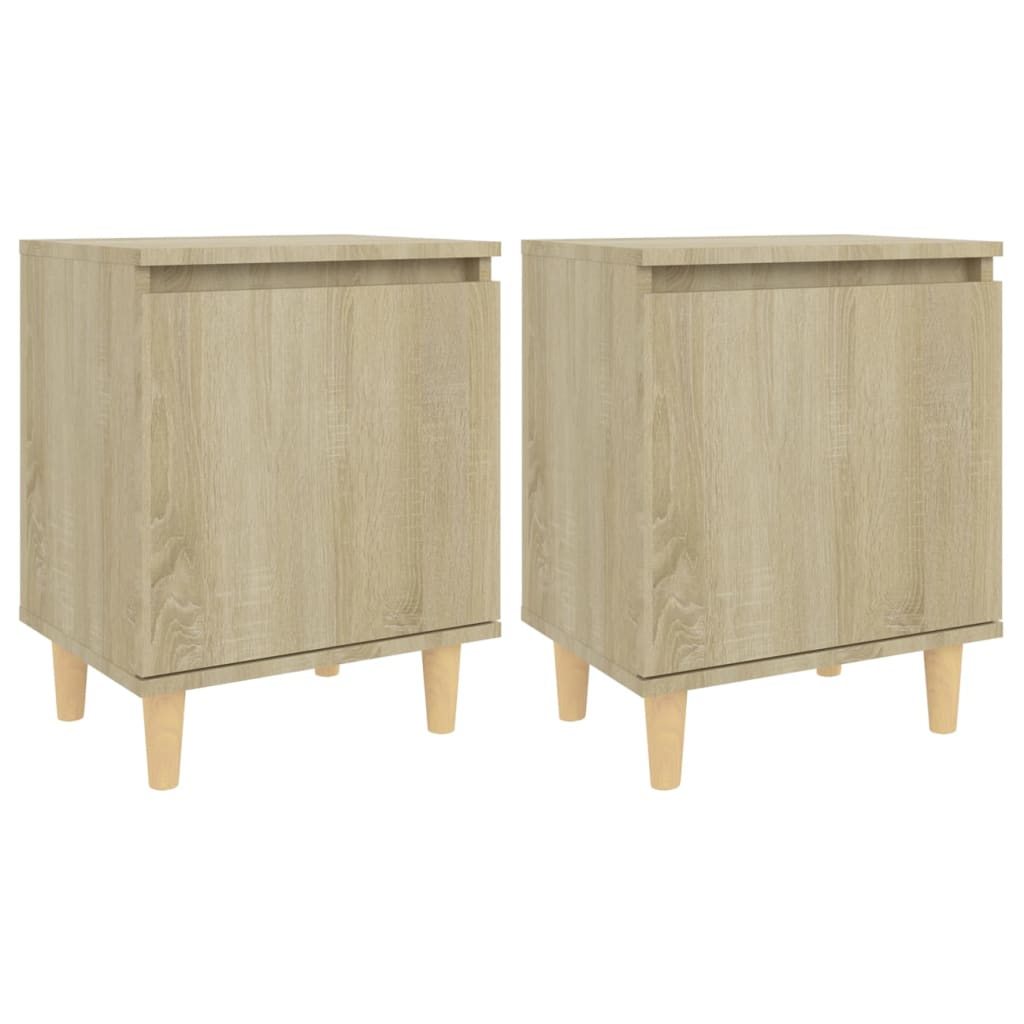 Mesas cabeceira pernas madeira 2pcs 40x30x50cm carvalho sonoma