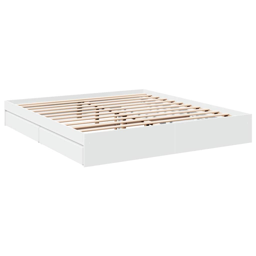 Estrutura de cama c/ gavetas 180x200cm derivados madeira branco