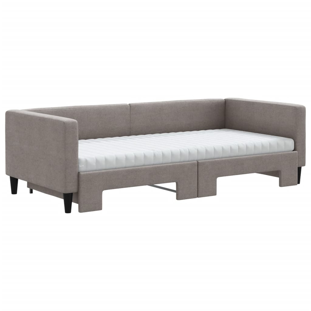 Sofá-cama c/ gavetão/colchões 90x200cm tecido cinza-acastanhado