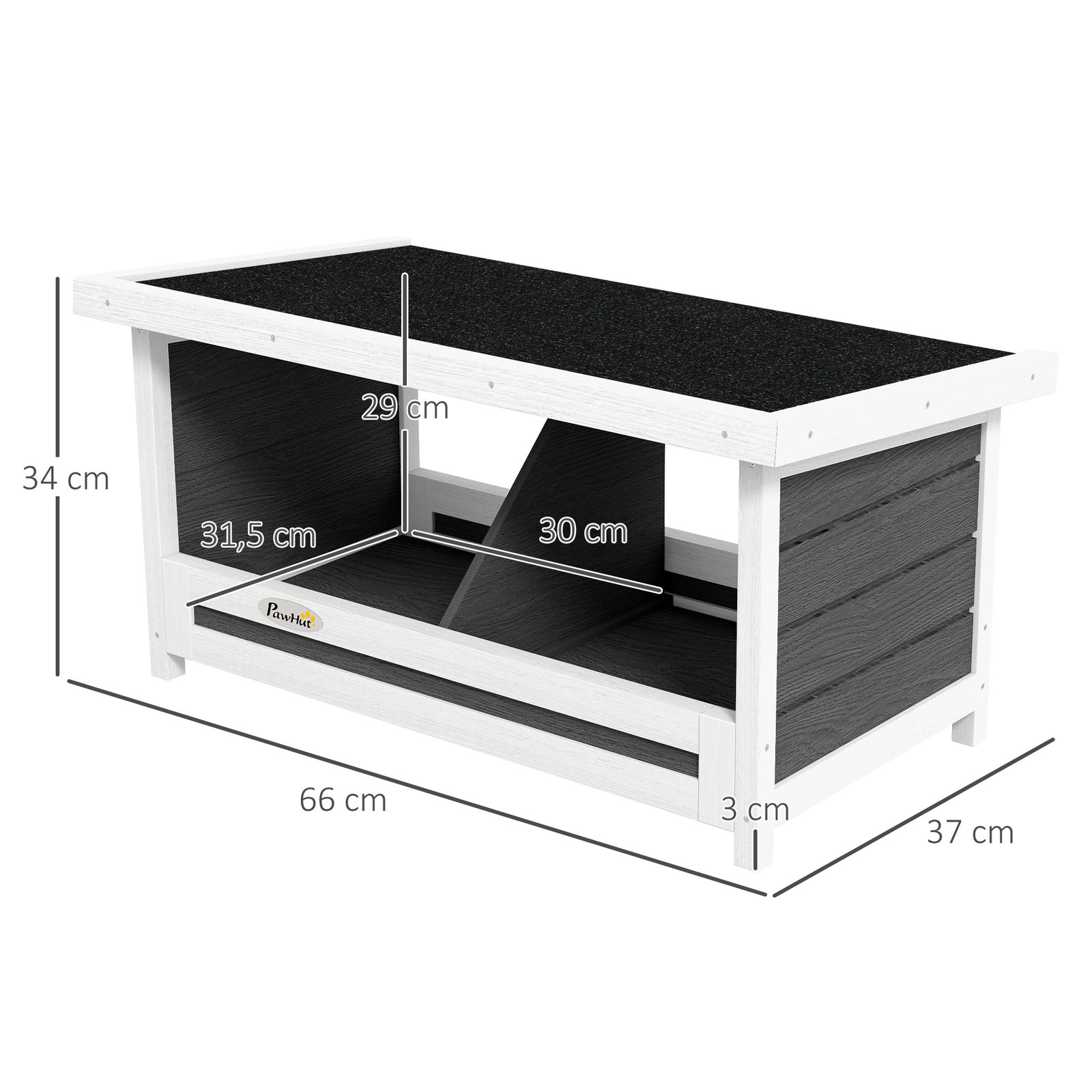 Ninho para galinhas de madeira caixa para 2 galinhas com telhado asfáltico para interior e exterior 66x37x34 cm cinza