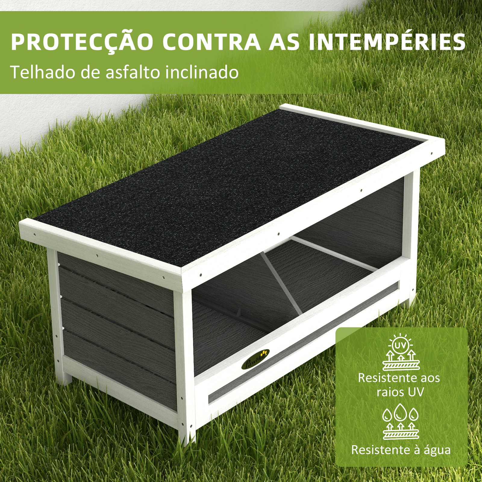 Ninho para galinhas de madeira caixa para 2 galinhas com telhado asfáltico para interior e exterior 66x37x34 cm cinza