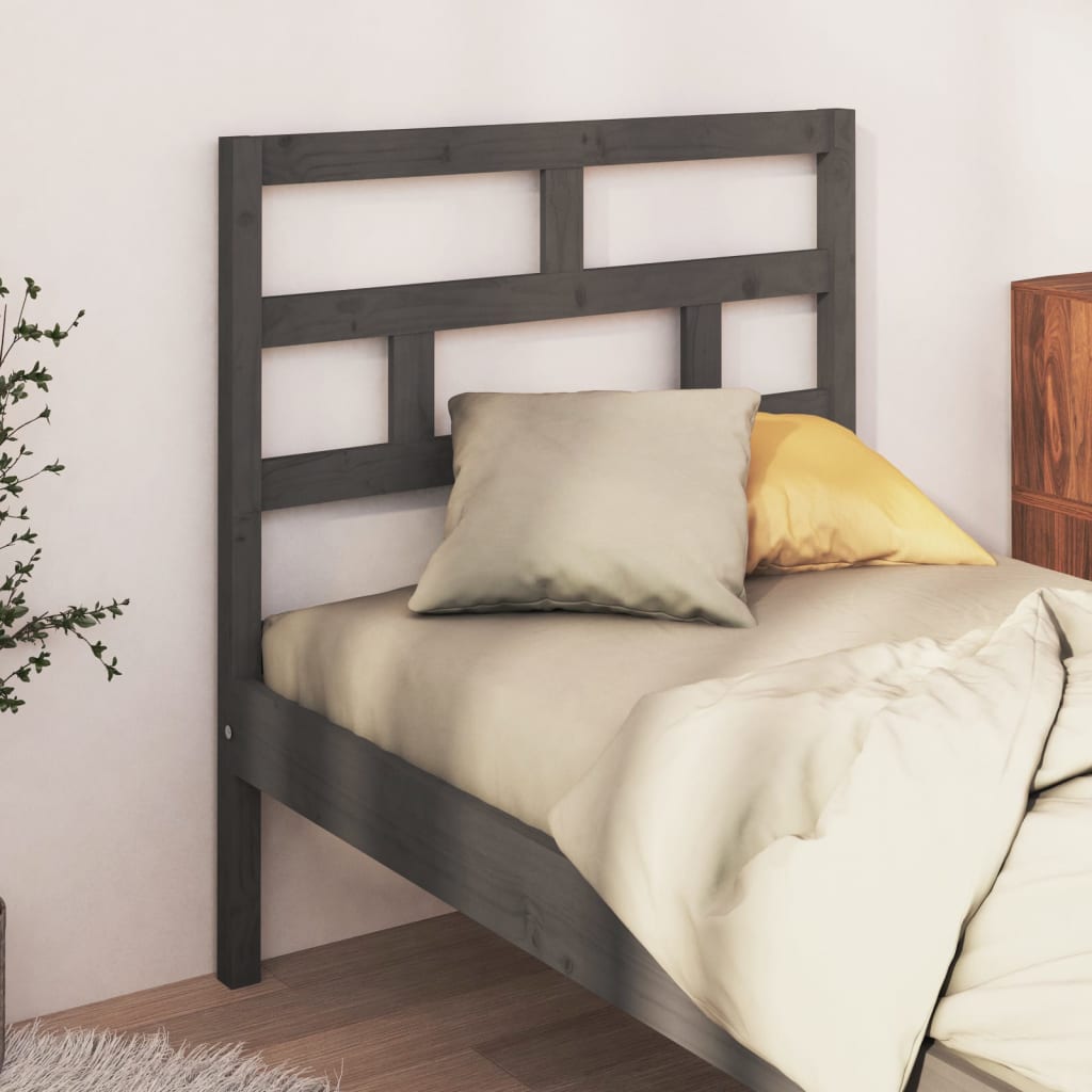 Cabeceira de cama 96x4x100 cm pinho maciço cinzento