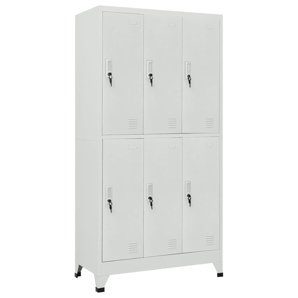 Cacifo com 6 compartimentos aço 90x45x180 cm cinzento