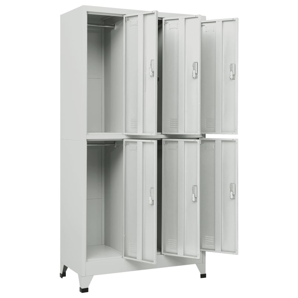Cacifo com 6 compartimentos aço 90x45x180 cm cinzento