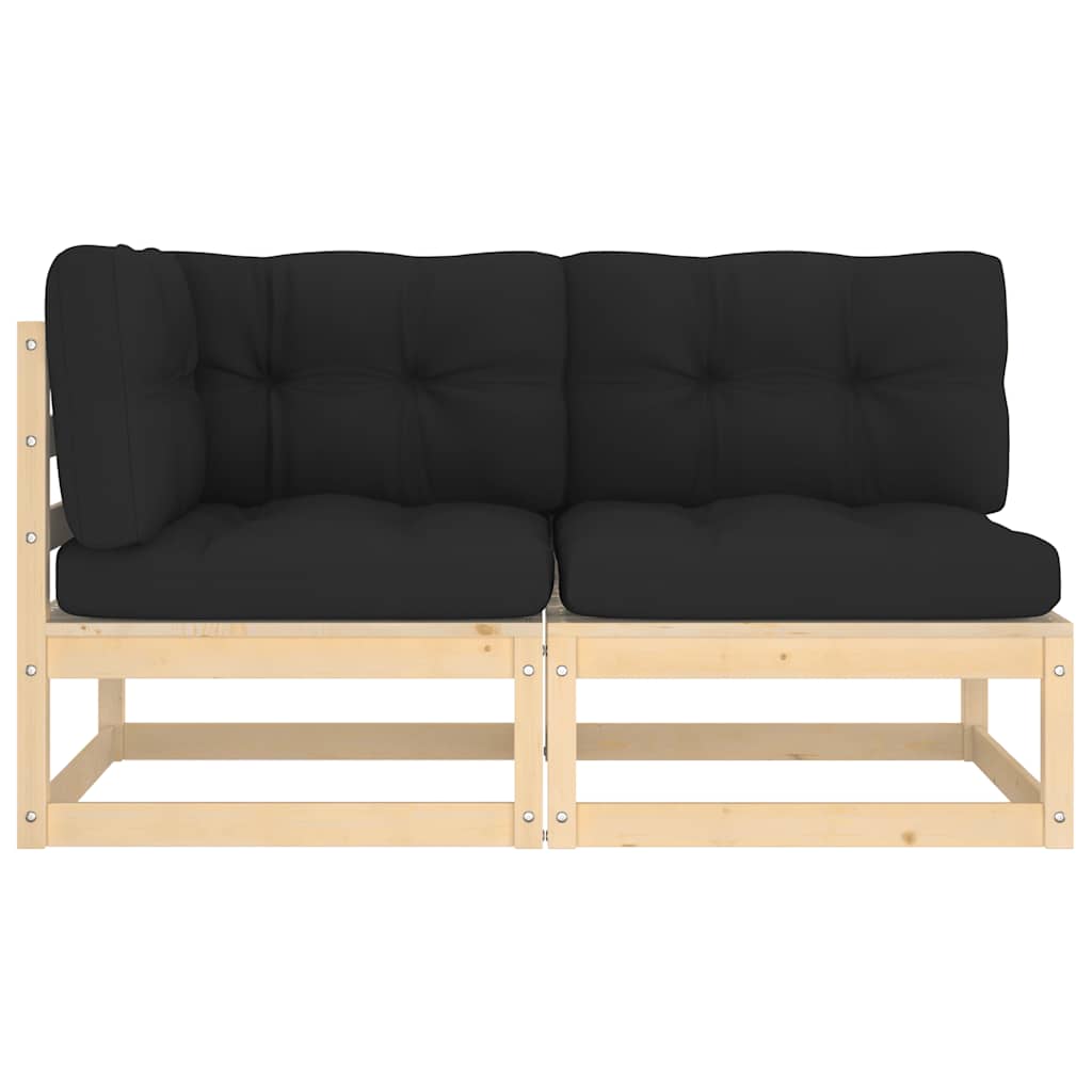 2 Pcs conjunto lounge de jardim com almofadões pinho maciço