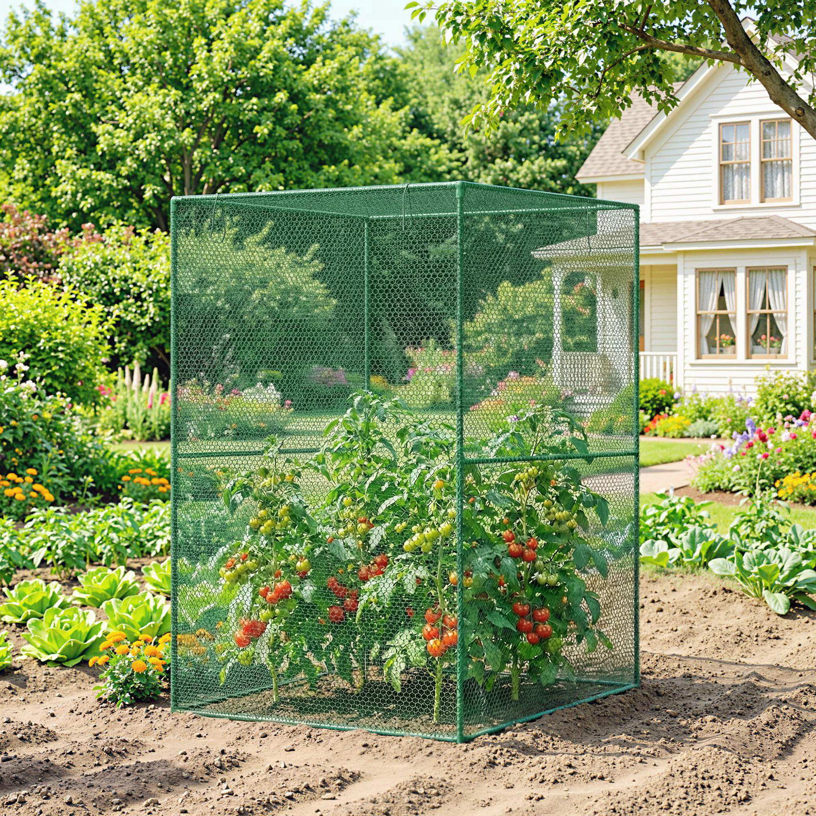 Estufa para cultivo de plantas com porta enrolável e estrutura de aço para jardim varanda pátio 120x120x180 cm verde