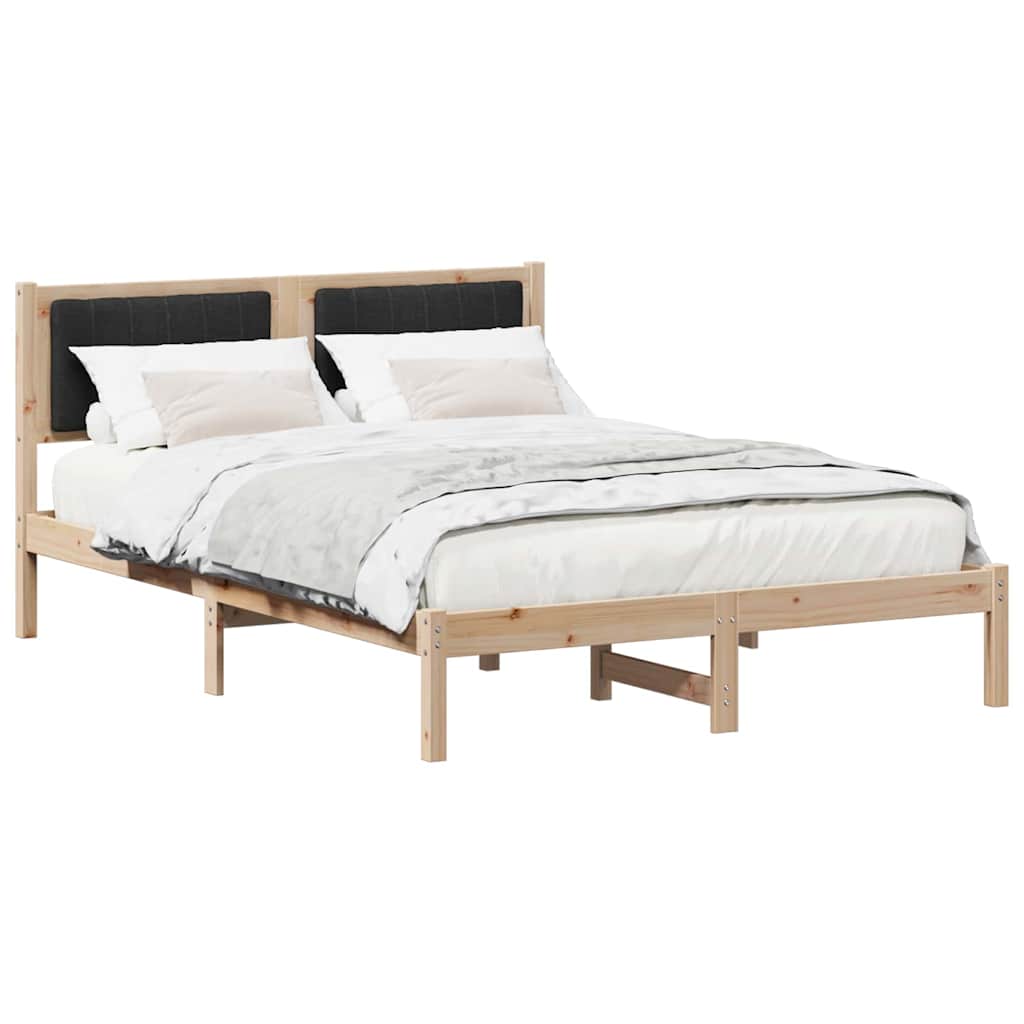 Estrutura de cama com cabeceira estofada preto 135 x 190 cm