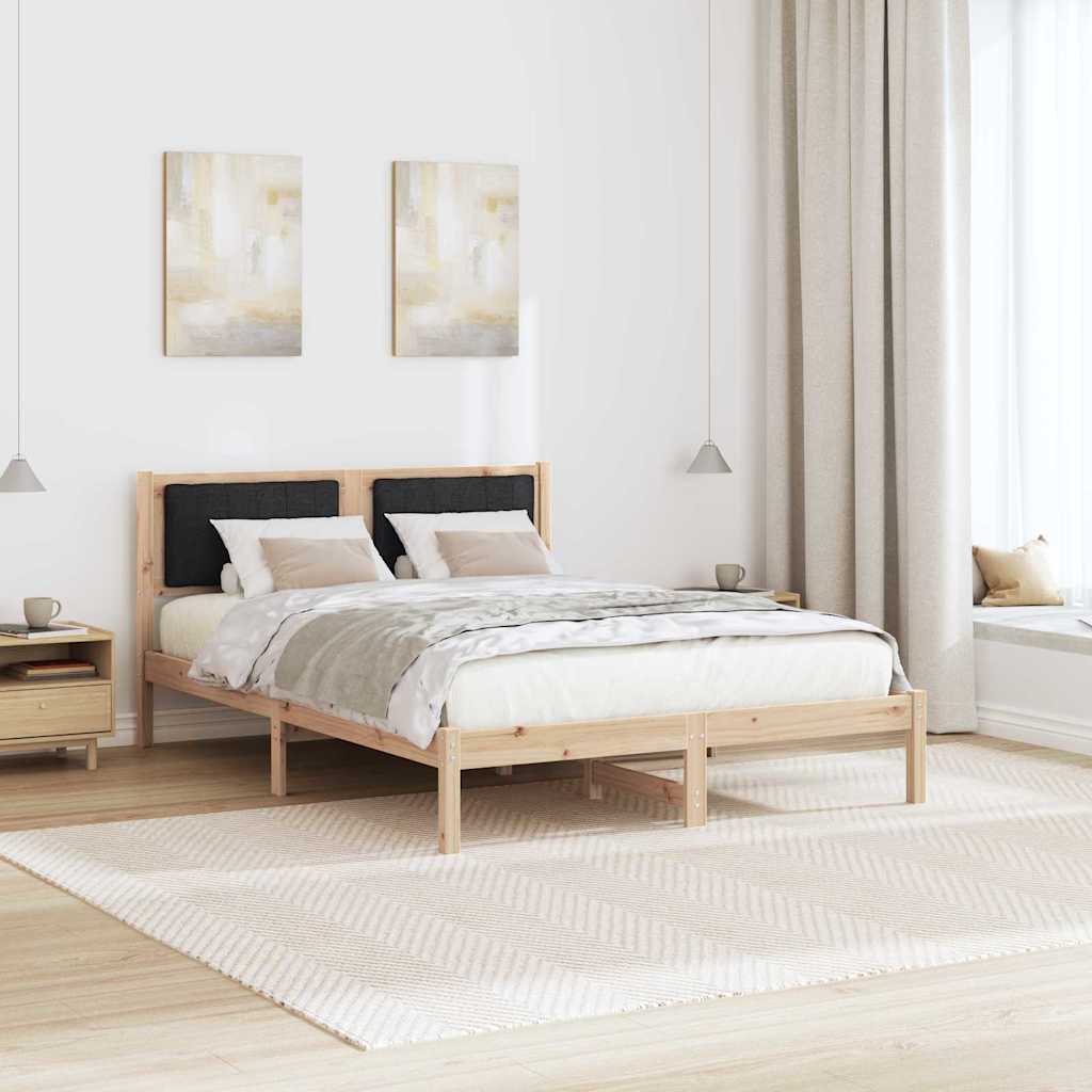 Estrutura de cama com cabeceira estofada preto 135 x 190 cm