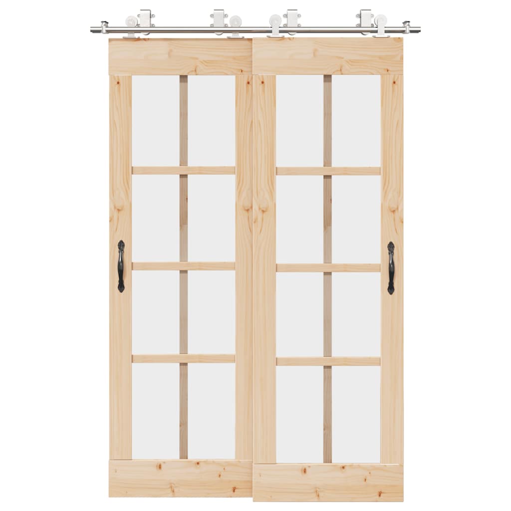 Kit ferragens p/ porta deslizante 183cm aço inoxidável prateado
