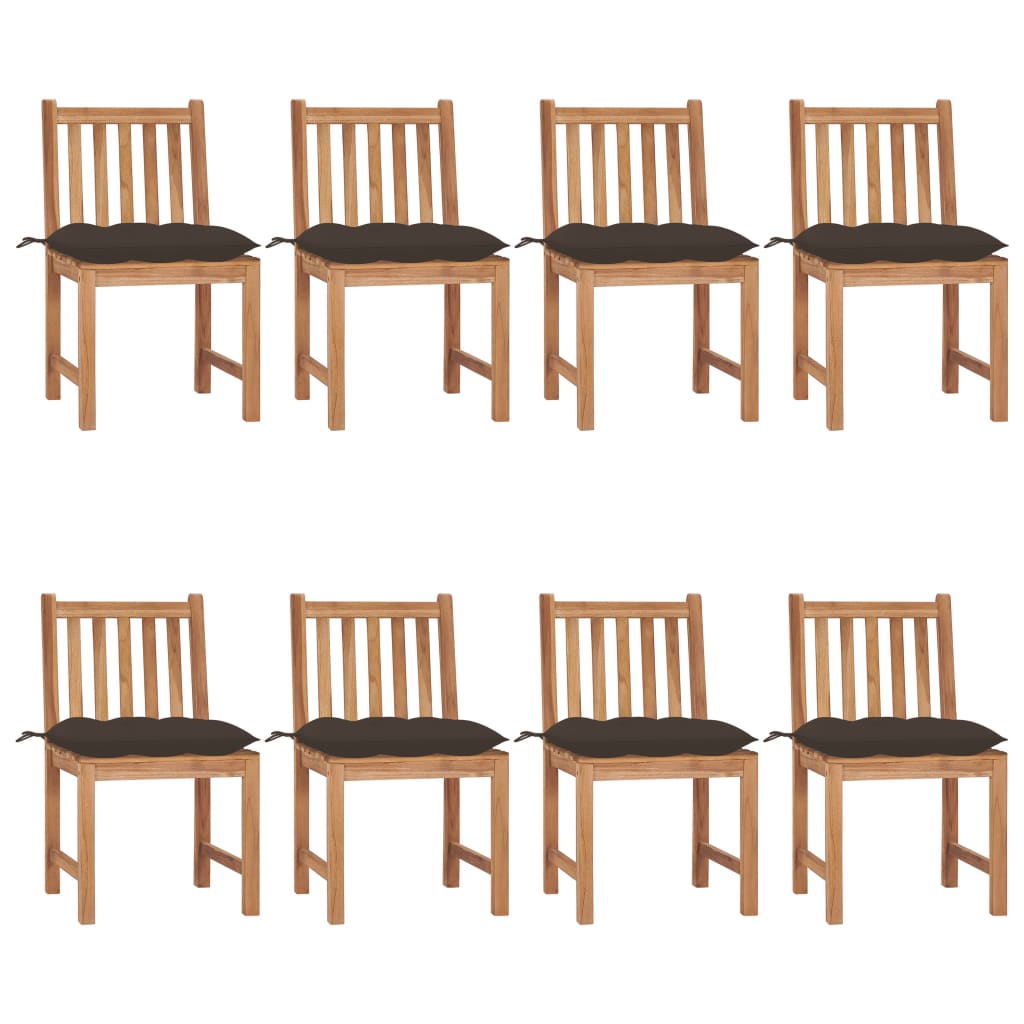 Cadeiras de jardim 8 pcs c/ almofadões madeira de teca maciça
