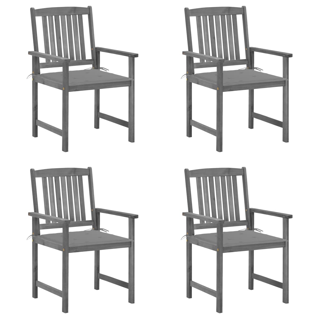 Cadeiras de jardim com almofadões 4 pcs acácia maciça cinza