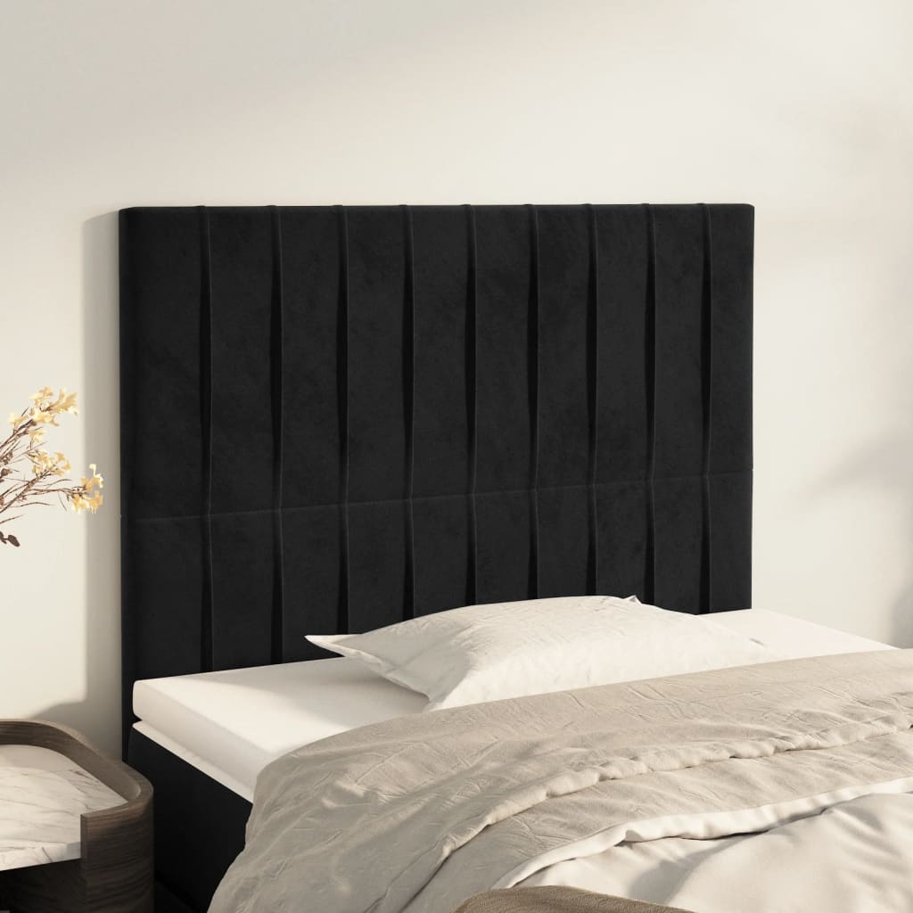 Cabeceira preta 80x5x118/128 cm veludo