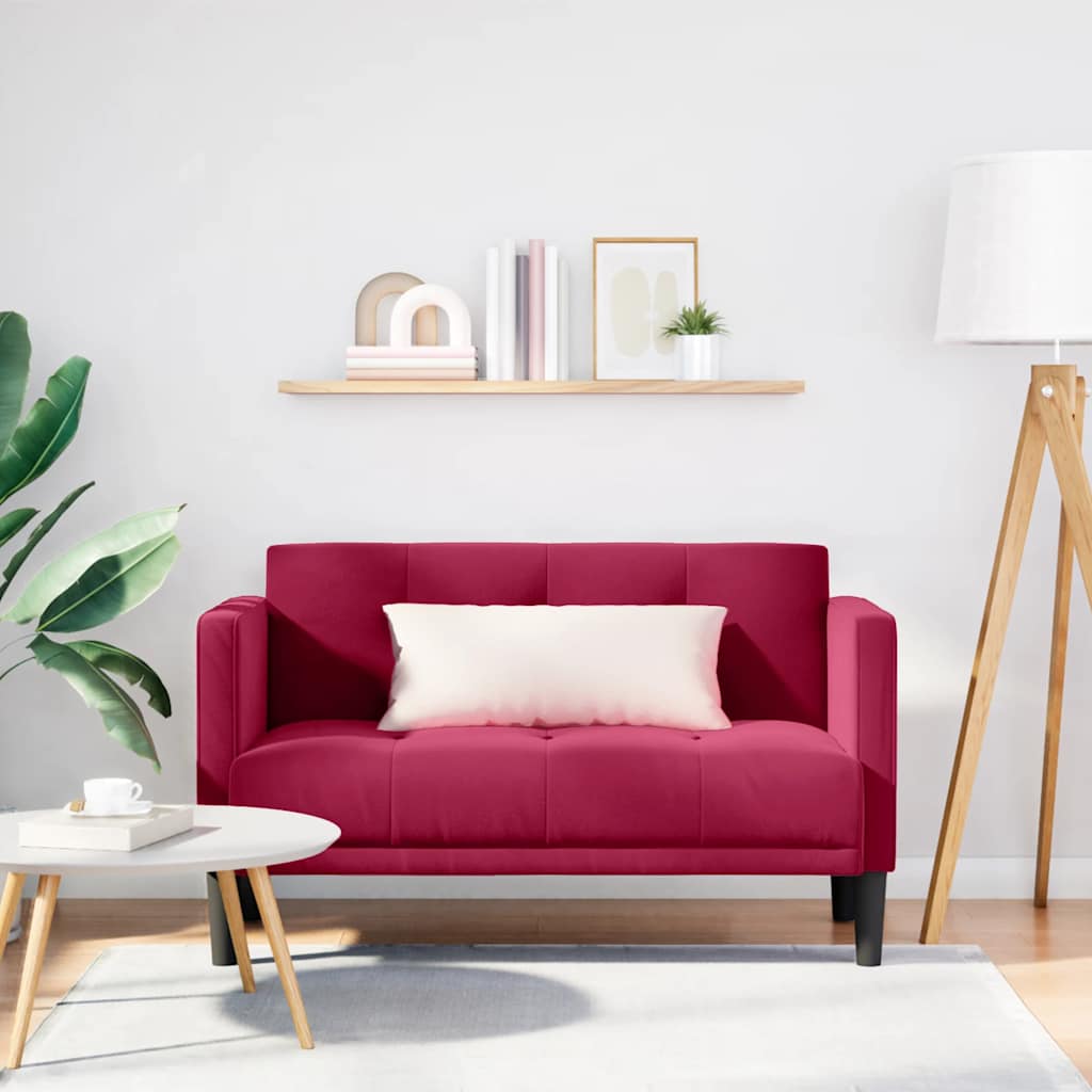 Sofá-luvas 111 cm veludo vermelho tinto
