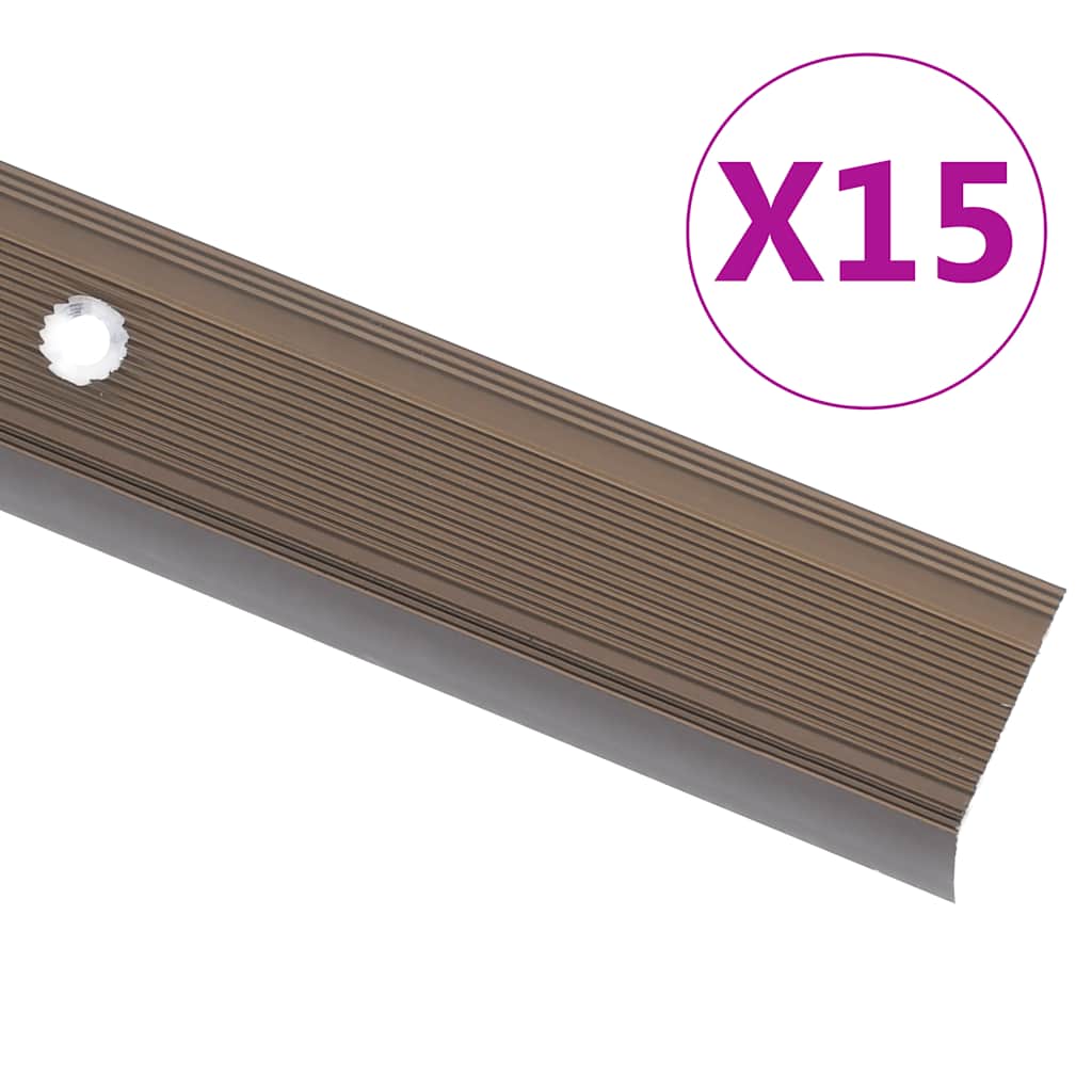 Perfil p/ escada em forma de l 15 pcs alumínio 90 cm castanho