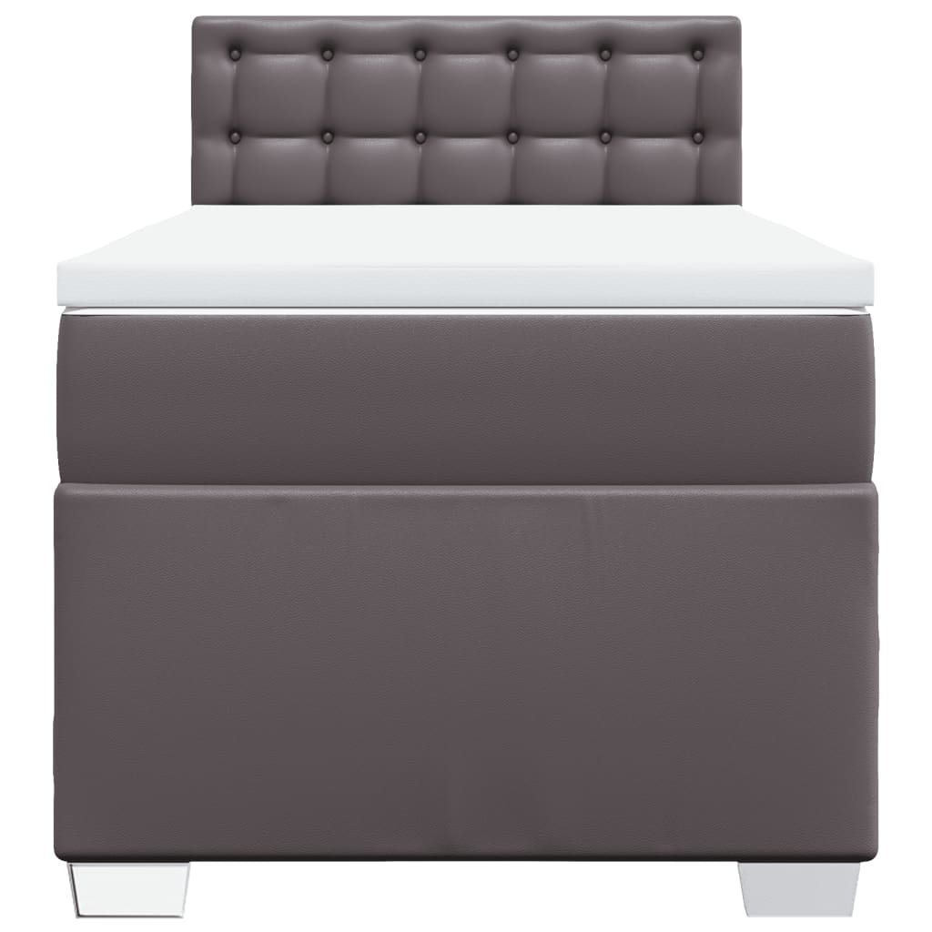 Cama com molas/colchão 80x200 cm couro artificial cinza