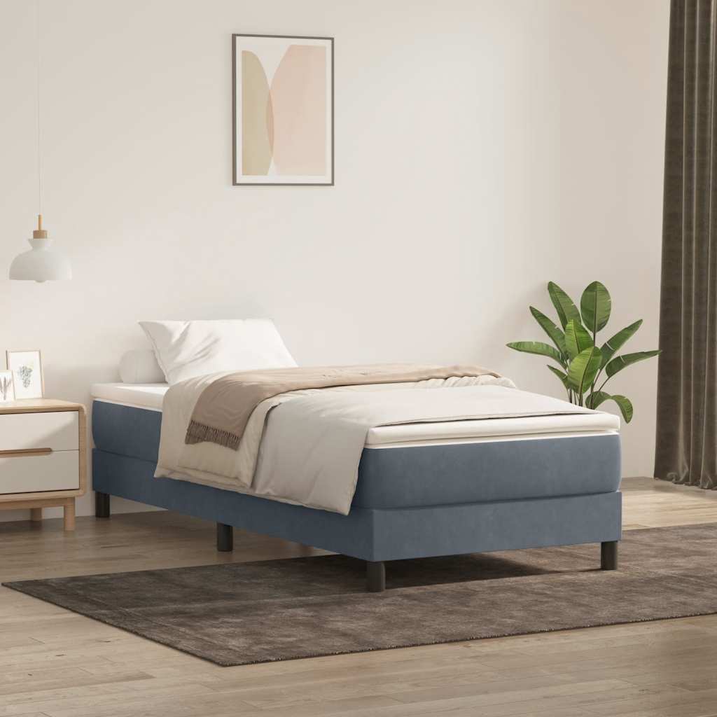 Box cama primavera sem colchão cinzento escuro 80x210 cm veludo