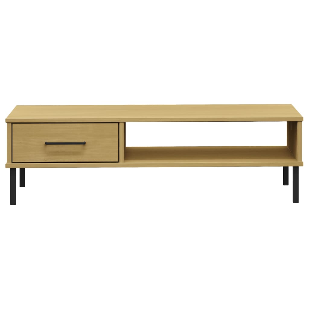 Mesa de centro c/ pernas de metal pinho maciço oslo castanho