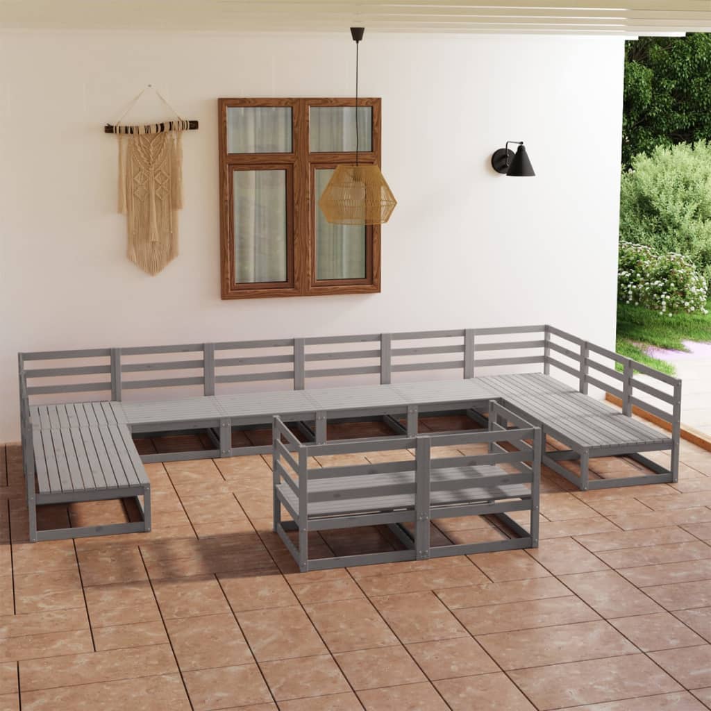 12 Pcs conjunto lounge de jardim pinho maciço