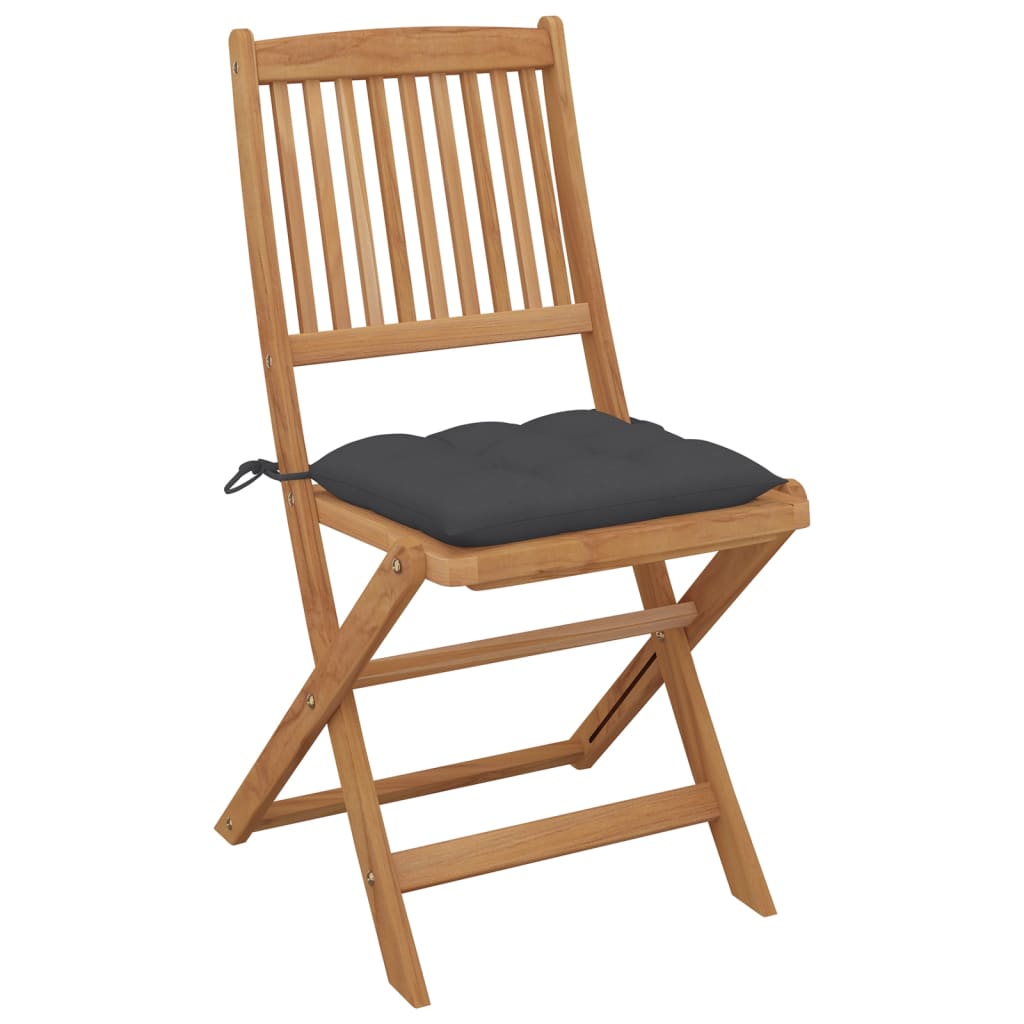 Cadeiras de jardim dobráveis 8 pcs c/ almofadões acácia maciça
