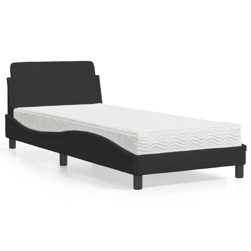 Cama com colchão dover 90x190 cm veludo preto