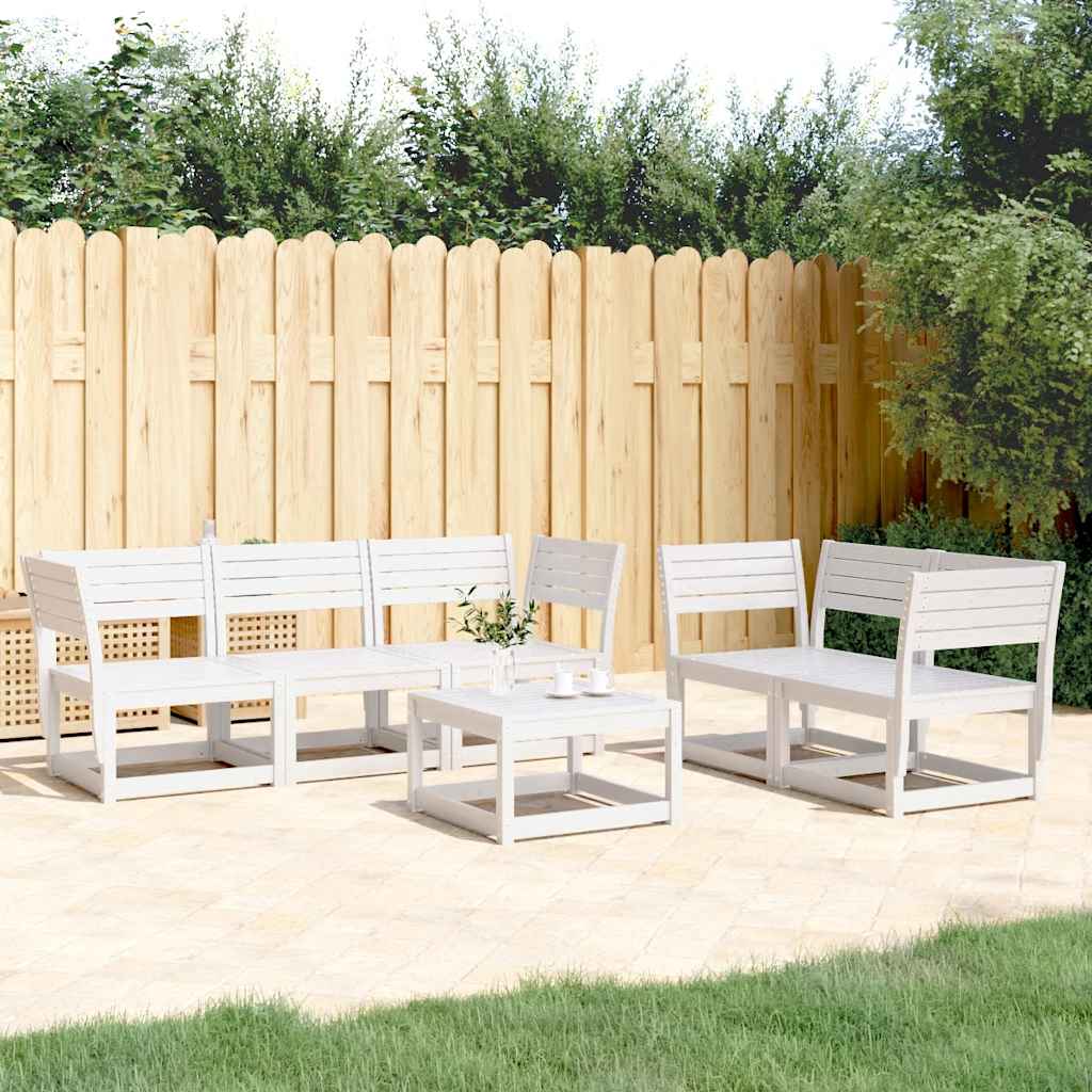 5 Pcs conjunto de sofás de jardim madeira pinho maciça branco