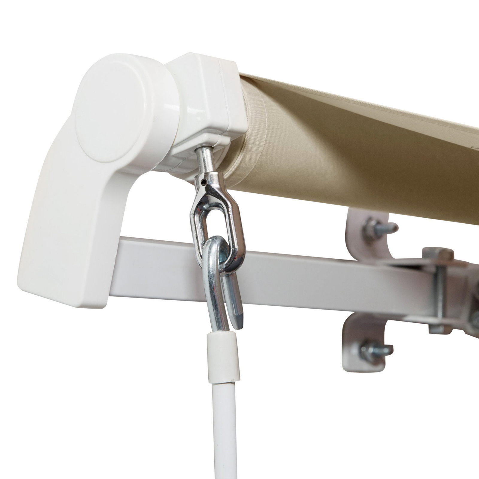 Toldo manual retrátil 350x250 cm para varanda com manivela de metal impermeável e anti-UV para jardim terraço janelas creme