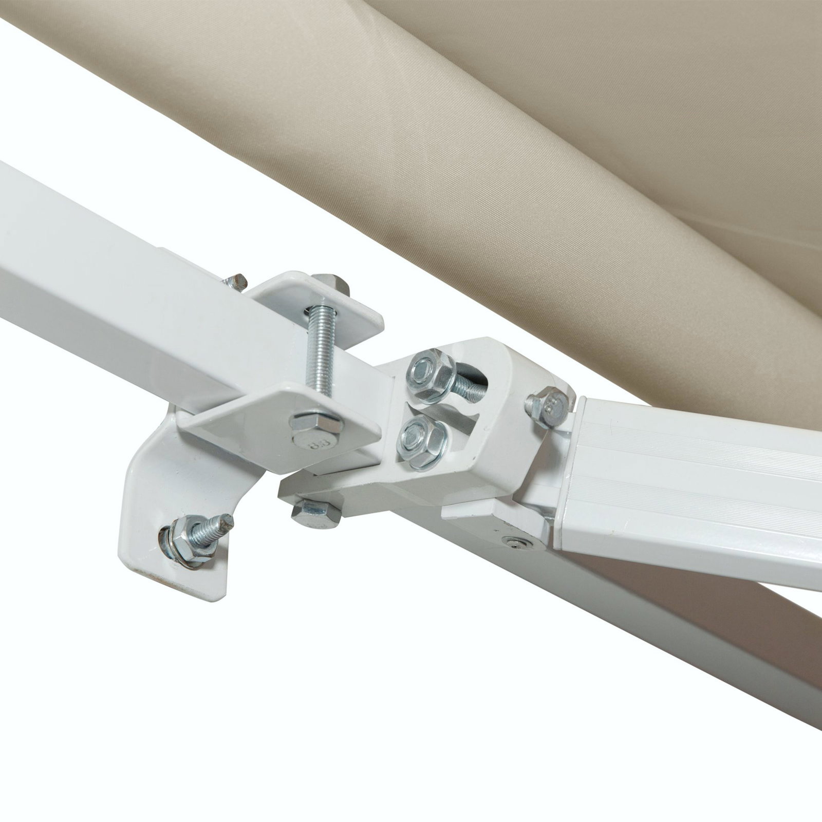 Toldo manual retrátil 350x250 cm para varanda com manivela de metal impermeável e anti-UV para jardim terraço janelas creme
