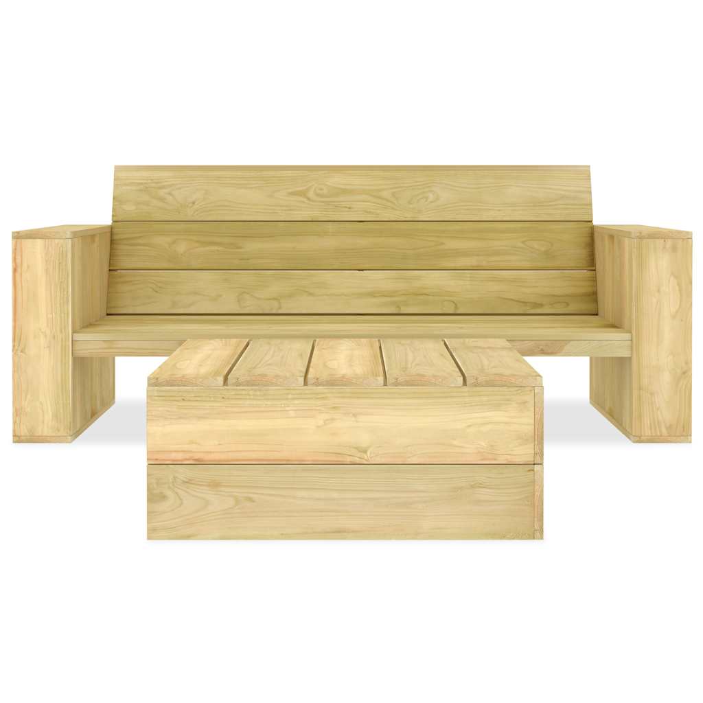 2 Pcs conjunto lounge de jardim madeira de pinho impregnada
