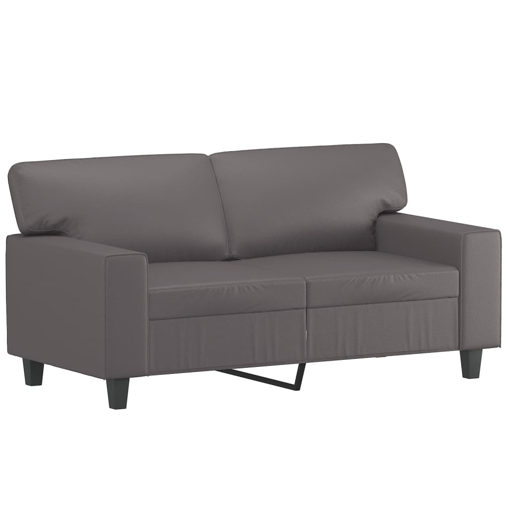 3 Pcs conjunto de sofás couro artificial cinzento