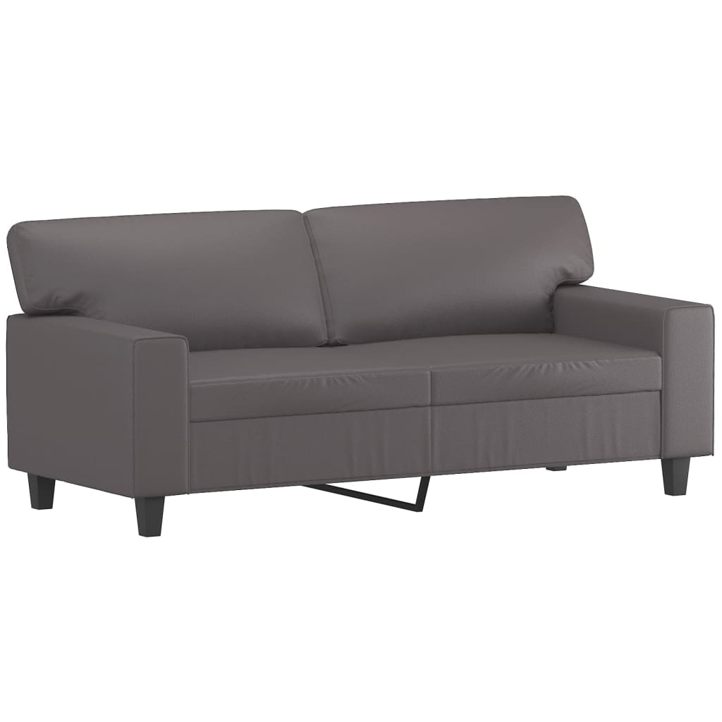 3 Pcs conjunto de sofás couro artificial cinzento