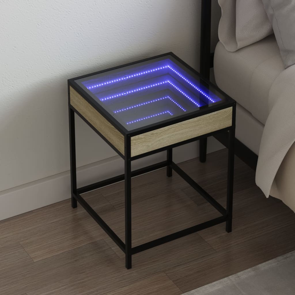 Mesa de cabeceira c/ LED infinity 40x40x51 cm carvalho sonoma