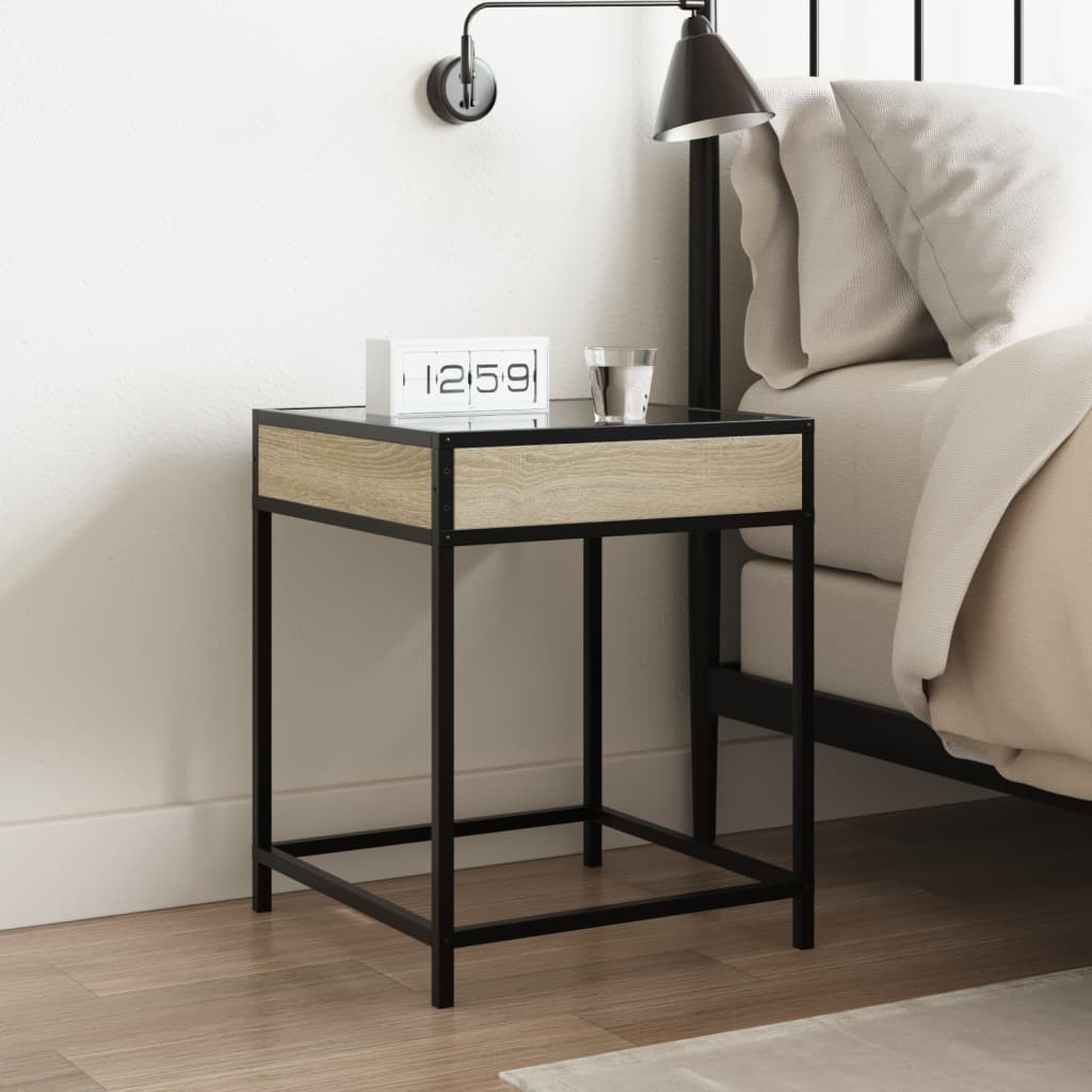 Mesa de cabeceira c/ LED infinity 40x40x51 cm carvalho sonoma