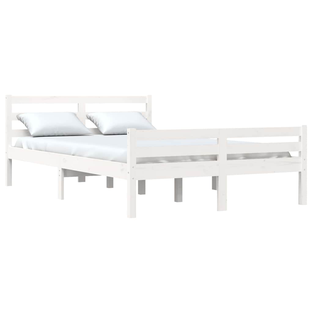 Estrutura de cama 140x200 cm madeira maciça branco