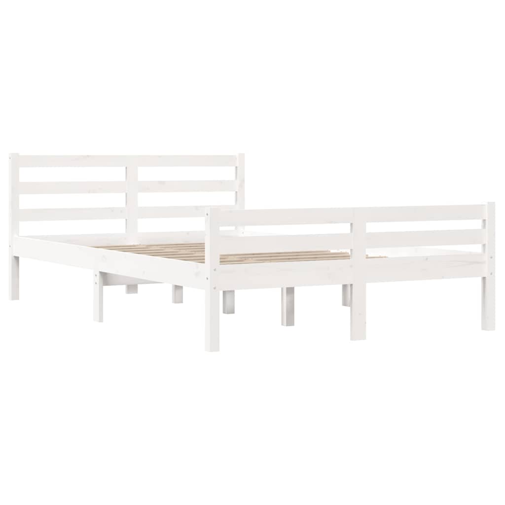 Estrutura de cama 140x200 cm madeira maciça branco