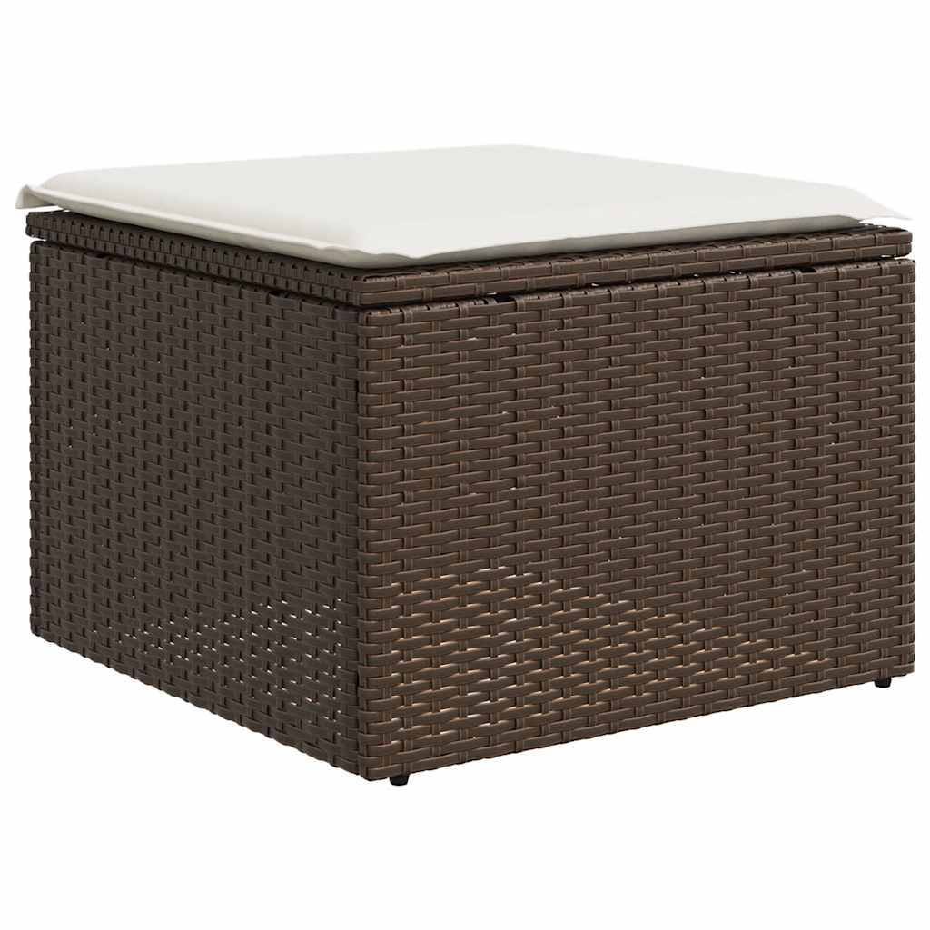 7 Pcs conjunto de sofás jardim c/ almofadões vime PE castanho