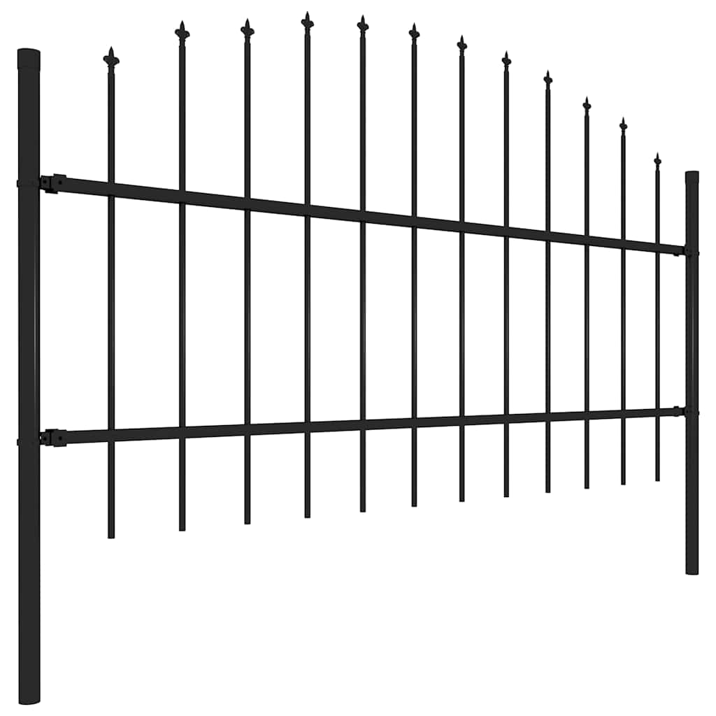 Cerca de jardim com topo em forma de lança em aço 1506x100 cm, preta