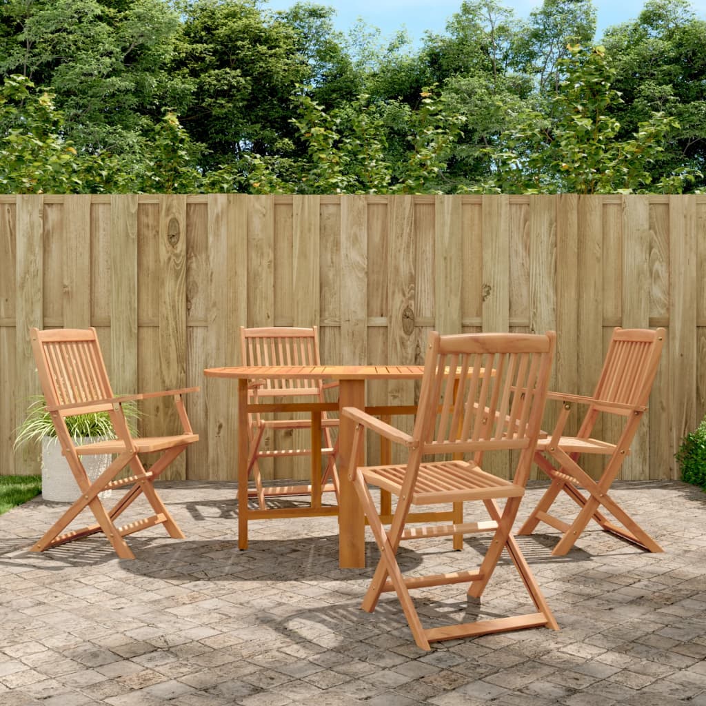5 Pcs conjunto jantar dobrável p/ exterior acácia maciça
