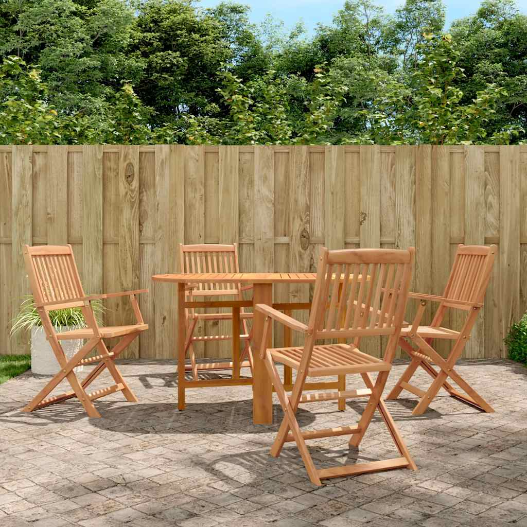 5 Pcs conjunto jantar dobrável p/ exterior acácia maciça