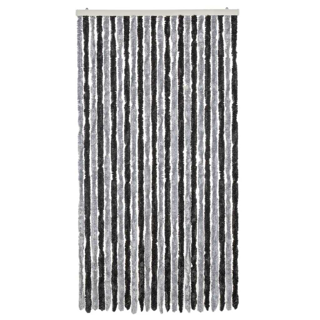 Cortina anti-insetos 100x220 cm chenille cinzento e preto