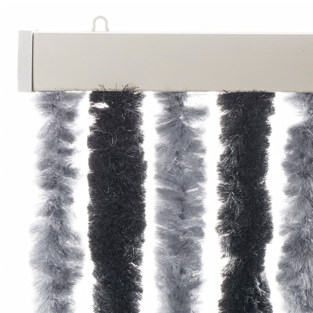Cortina anti-insetos 100x220 cm chenille cinzento e preto