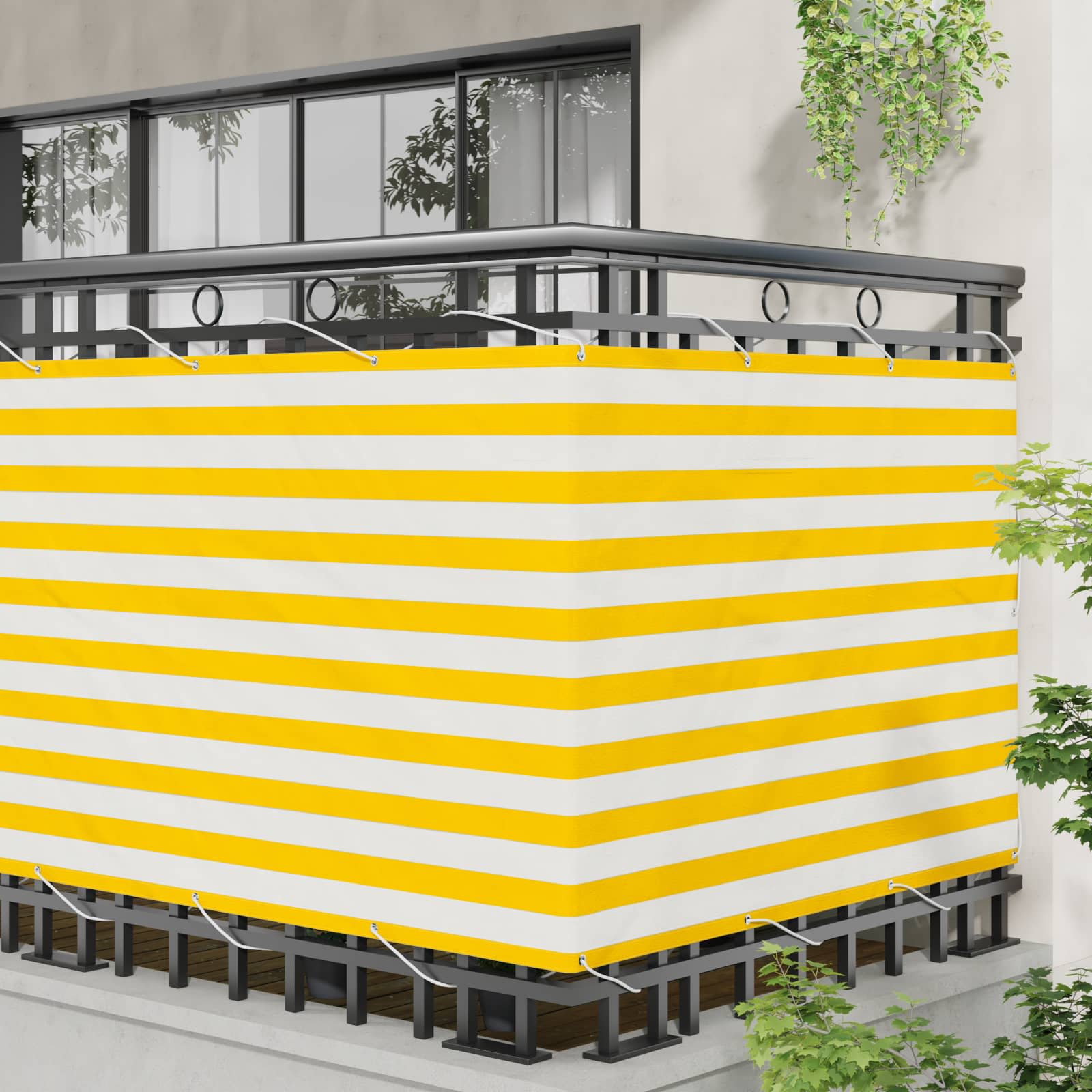 Tela de varanda amarelo e branco 110 x 800 cm tecido oxford