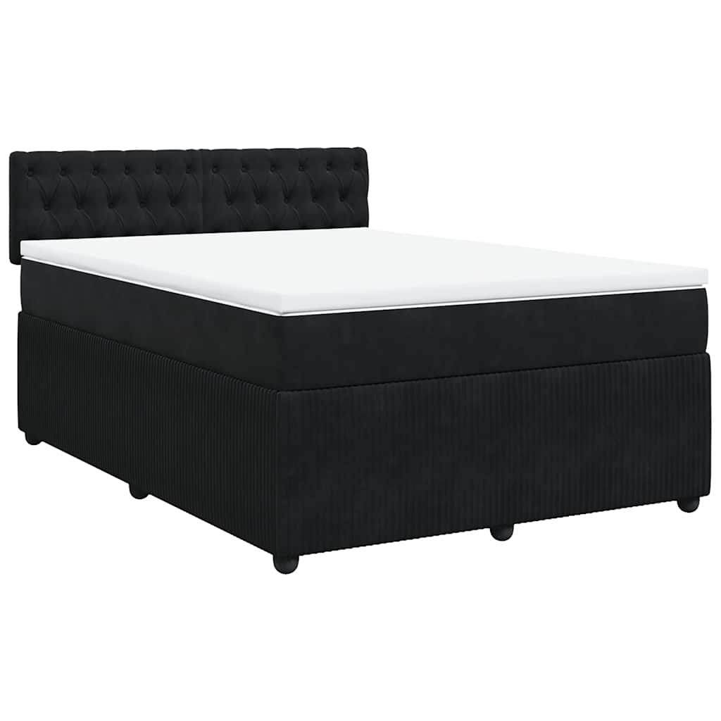 Cama com molas/colchão 160x200 cm veludo preto