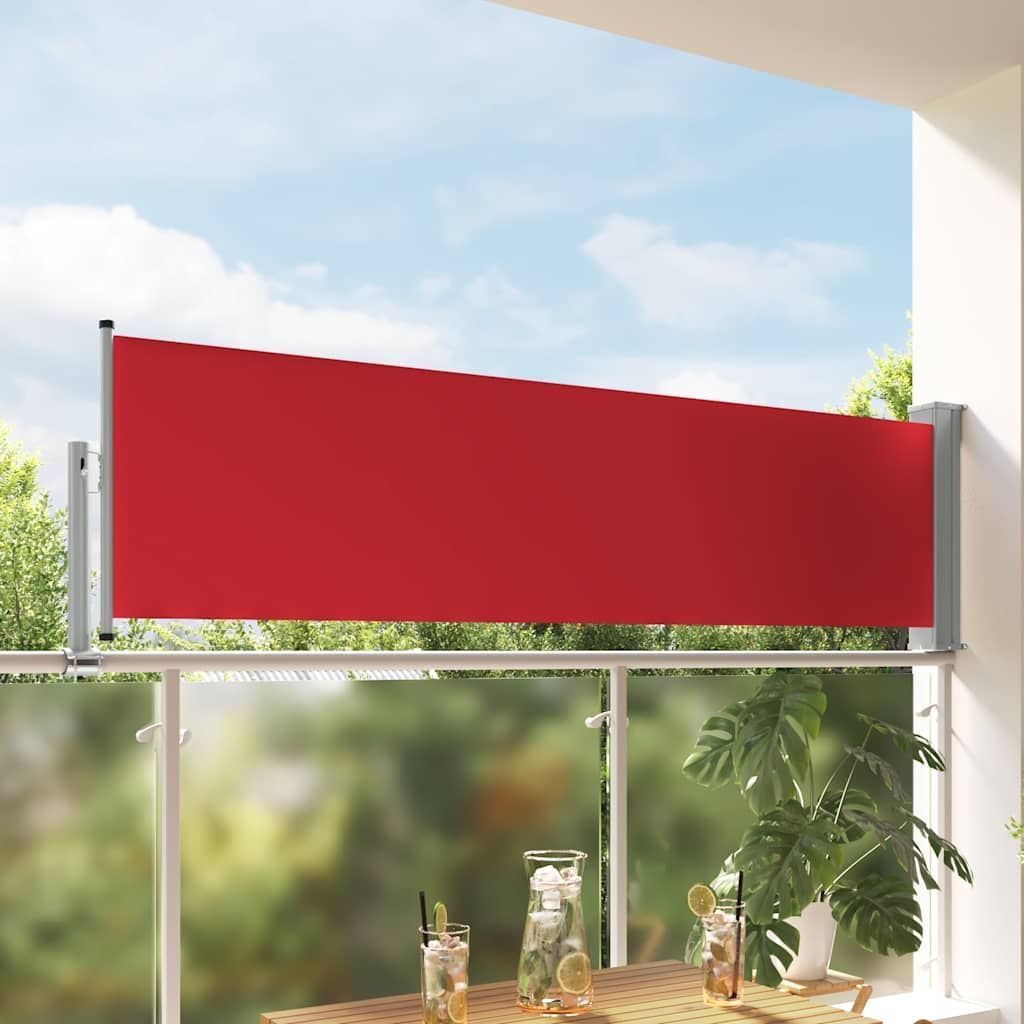 Toldo lateral retrátil para pátio 80x300 cm vermelho
