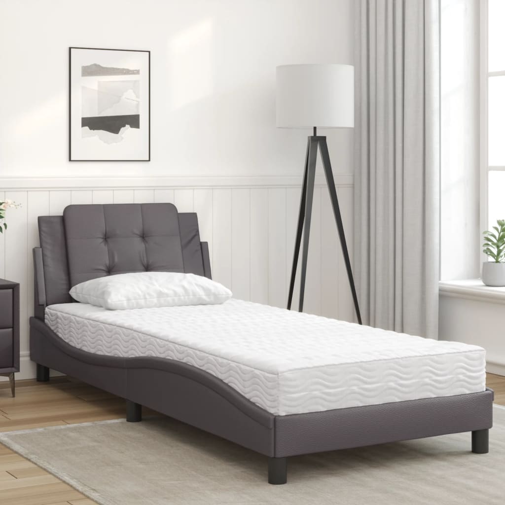 Estrutura de cama sem colchão zadar 100x200 cm couro artificial cinzento