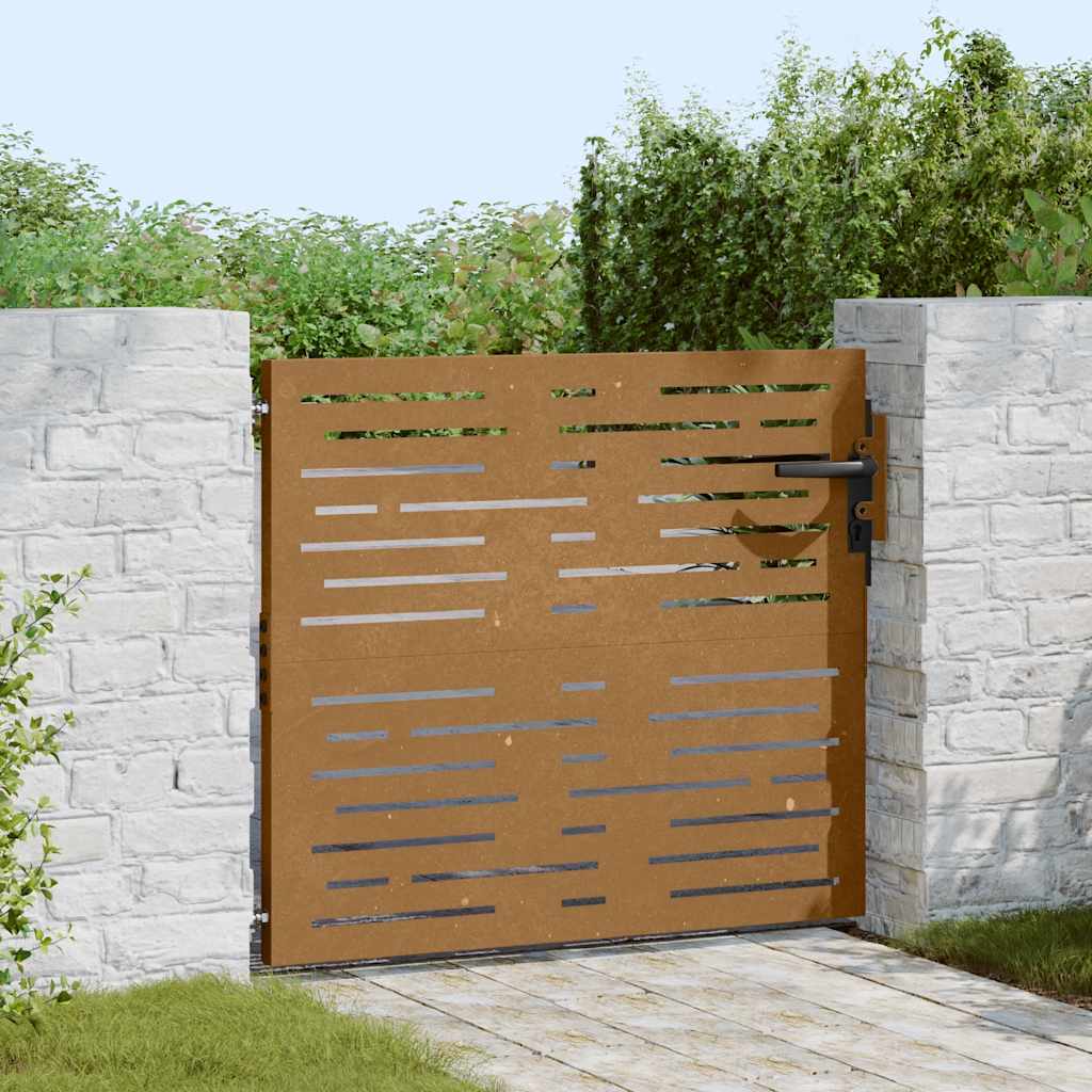 Portão de jardim 85x100 cm aço corten design quadrados