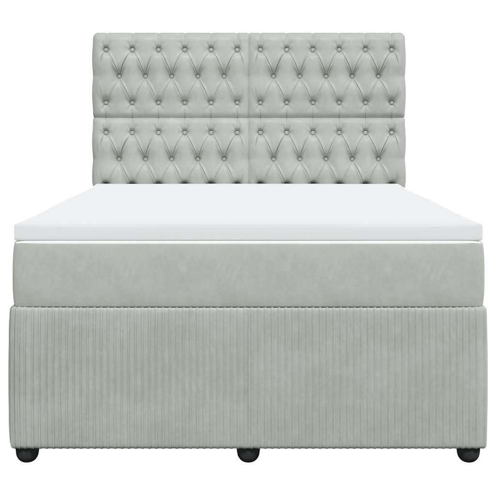 Cama com molas/colchão 140x190 cm veludo cinzento-claro