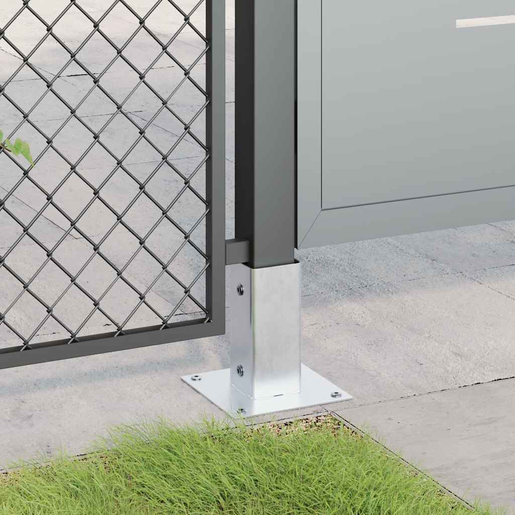 Bases de poste quadradas 12 pcs prata 71x71 mm aço galvanizado