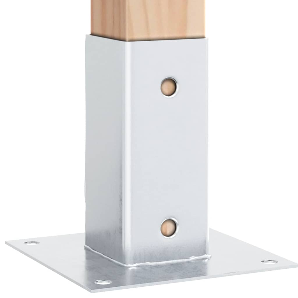 Bases de poste quadradas 12 pcs prata 71x71 mm aço galvanizado