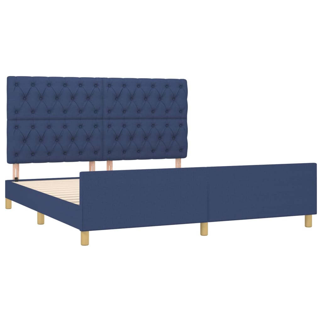 Estrutura de cama sem colchão 160x200 cm tecido azul